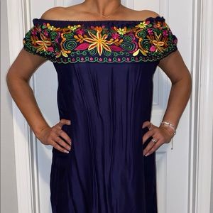 Embroidered Dress Mexican Strapless